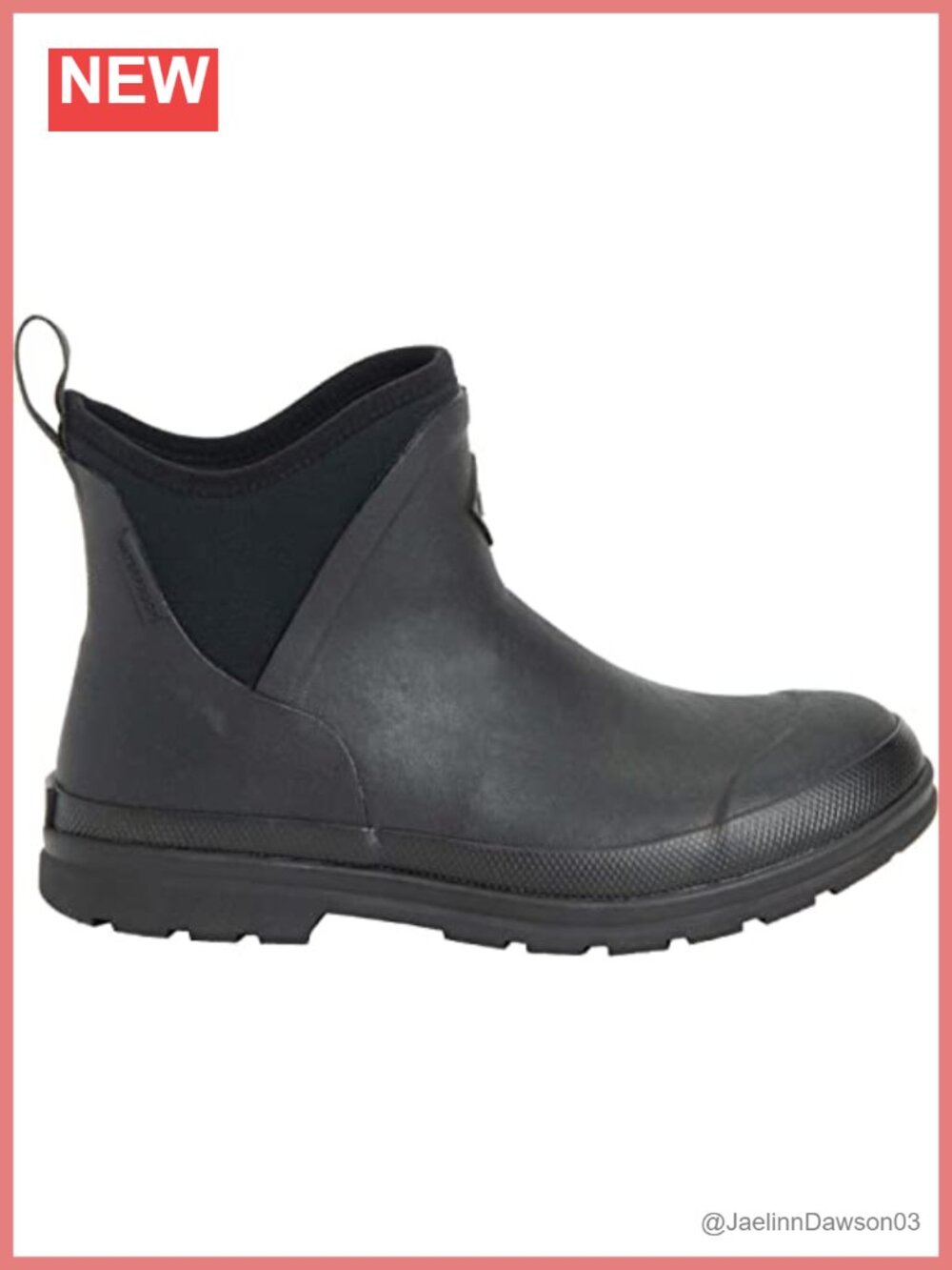 Waterproof Neoprene Pull-On Rain Ankle Booties, Lug Sole, Slip On
